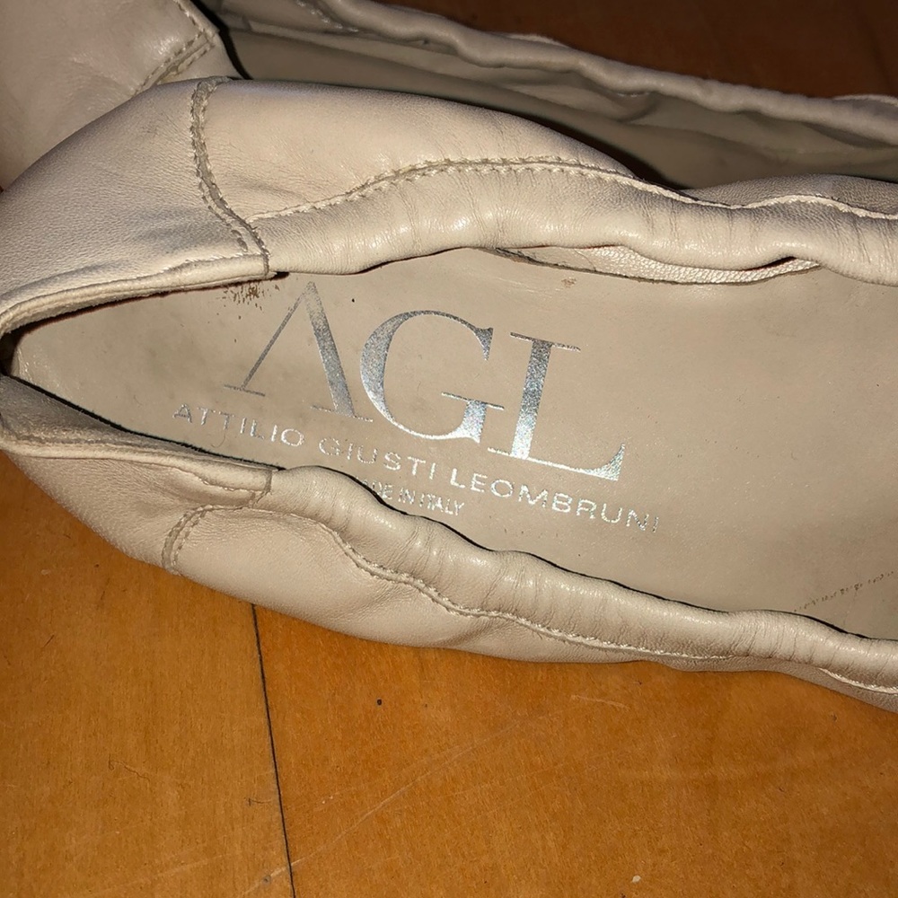 AGL leather flats .  Off white with animal print. - Picture 4 of 5